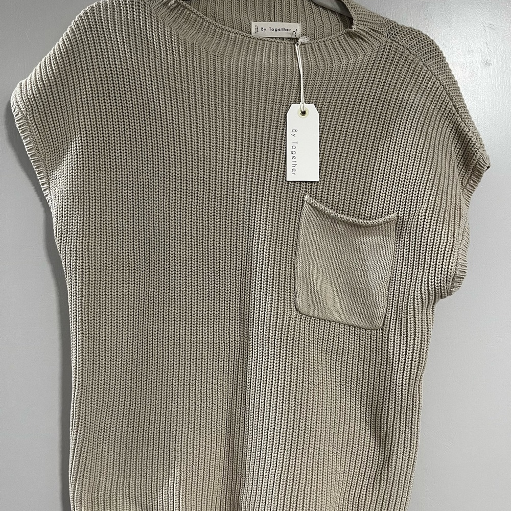 By Together Taupe/Cream Knit Sweater Top